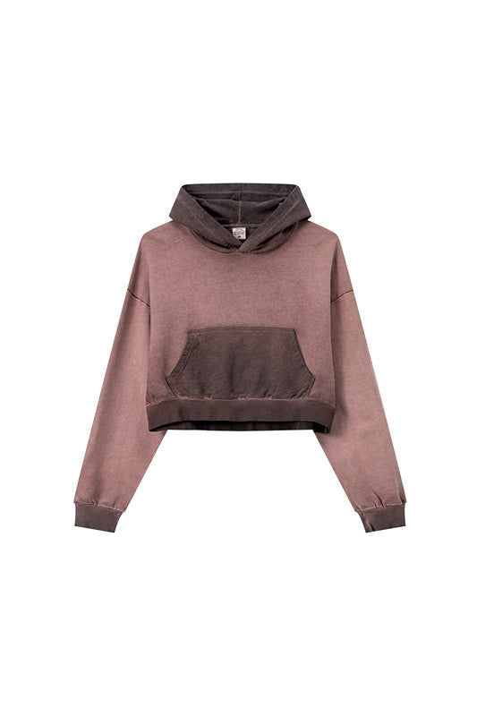 380GSM Gradient Washed Crop Hoodie