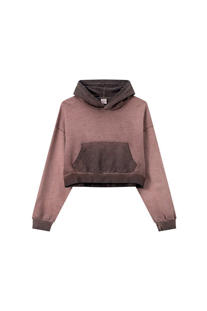 380GSM Gradient Washed Crop Hoodie