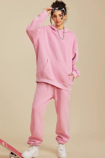 355G Washed Fleece Hoodie
