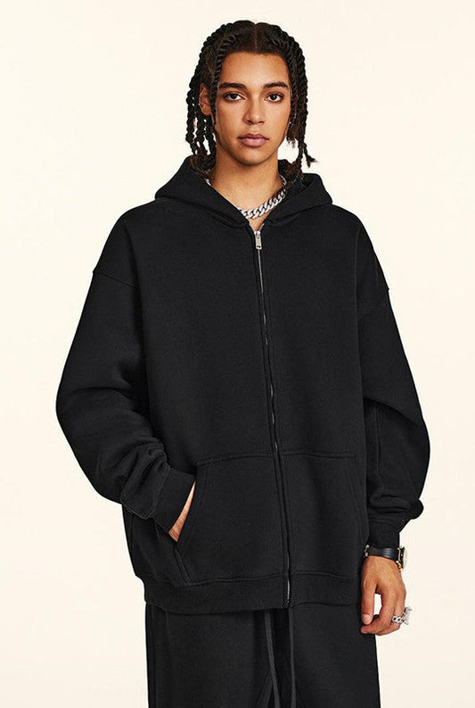 345GSM Fleece Solid Color Zipper Jacket