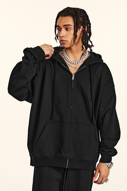 440GSM High Weight Solid Color Zipper Hoodie