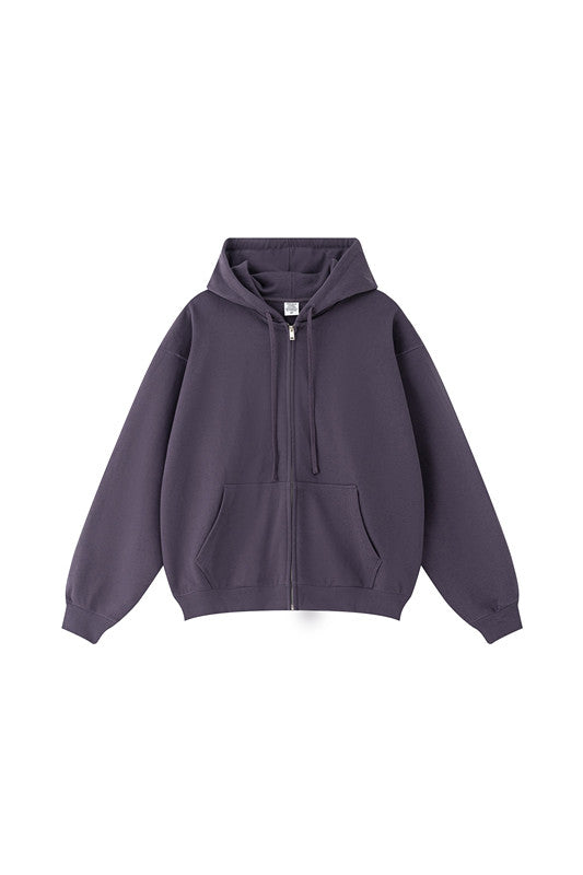 440GSM High Weight Solid Color Zipper Hoodie