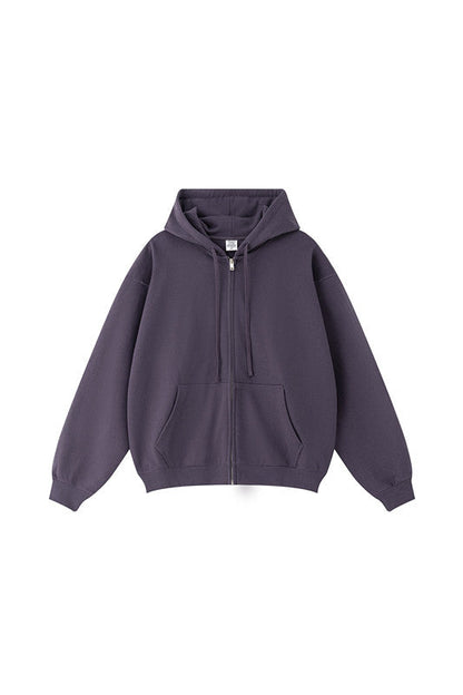 440GSM High Weight Solid Color Zipper Hoodie