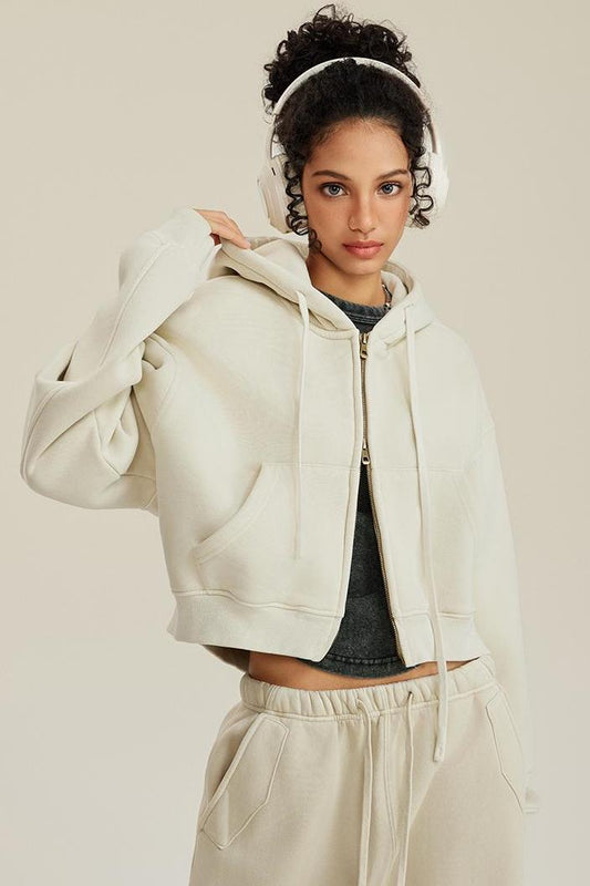 Washed Fleece Zipper Jacket