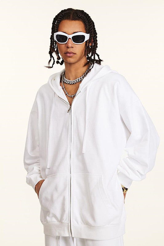 440GSM High Weight Solid Color Zipper Hoodie