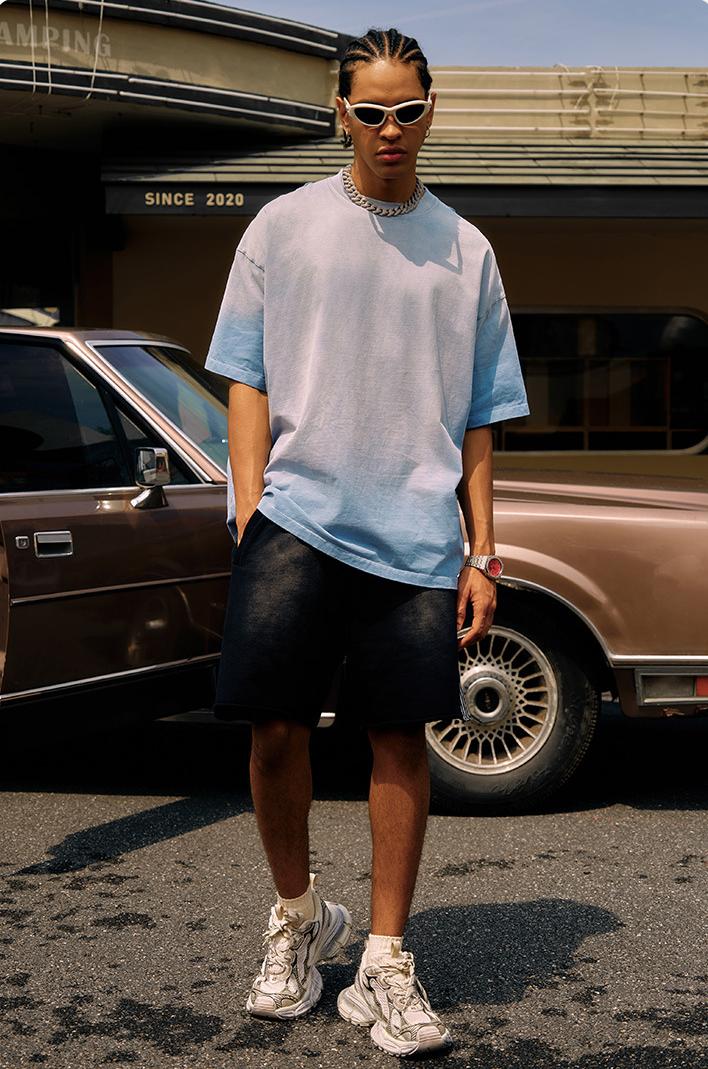 250GSM Distressed Washed Sun Fade Tee