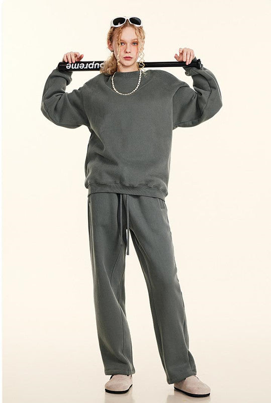 345GSM Fleece Solid Color Crew