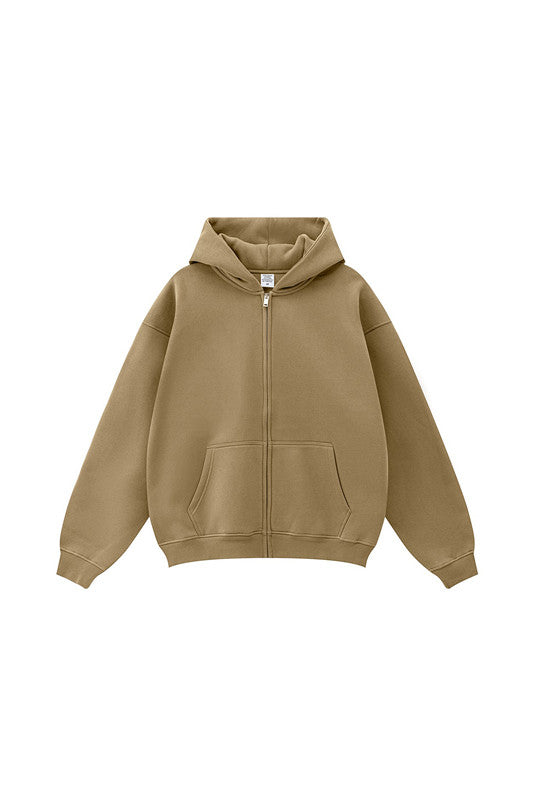 345GSM Fleece Solid Color Zipper Jacket