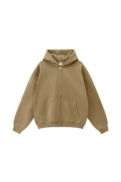 345GSM Fleece Solid Color Zipper Jacket
