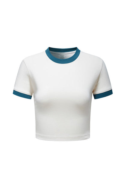 220GSM Color Contrast Crop Tee