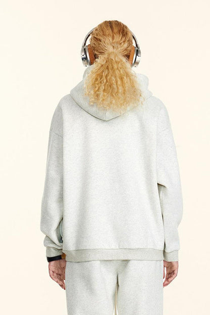 345GSM Solid Color Zipper Pockets Hoodie