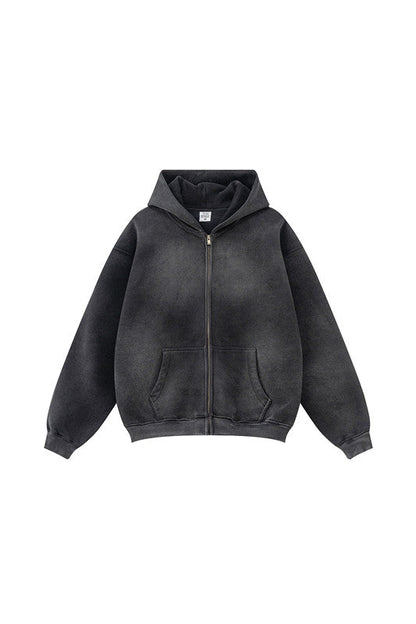 332GSM Spray Washed Fleece Zipper Hoodie