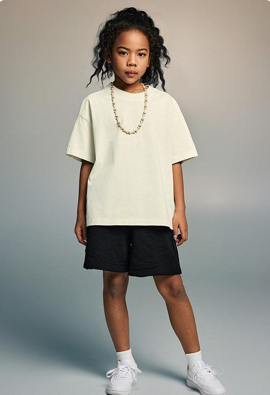Kids 250G Side Stripe Washed Tee