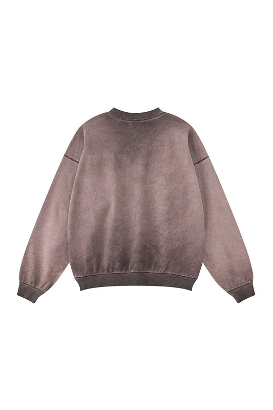 100% Cotton 380GSM Gradient Washed Long Sleeve Crew