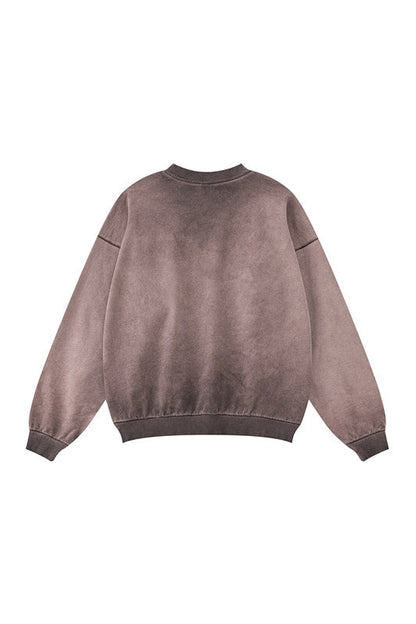 100% Cotton 380GSM Gradient Washed Long Sleeve Crew