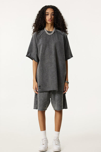 310GSM Pigment Dyed Distressed Washed Short