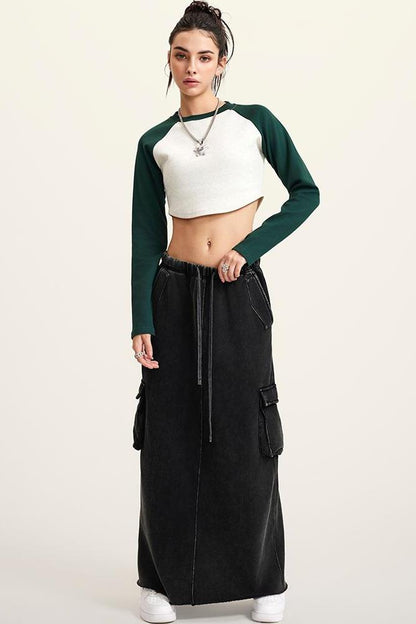 Contrast Sleeve Crop Crew