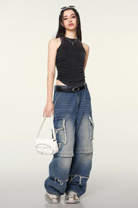 235GSM Ruched Coolness Material Washed Vest
