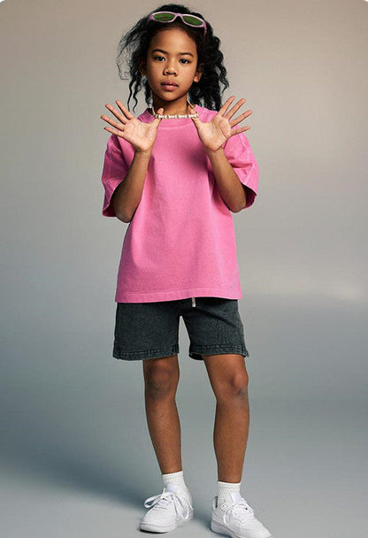 Kids 250G Side Stripe Washed Tee