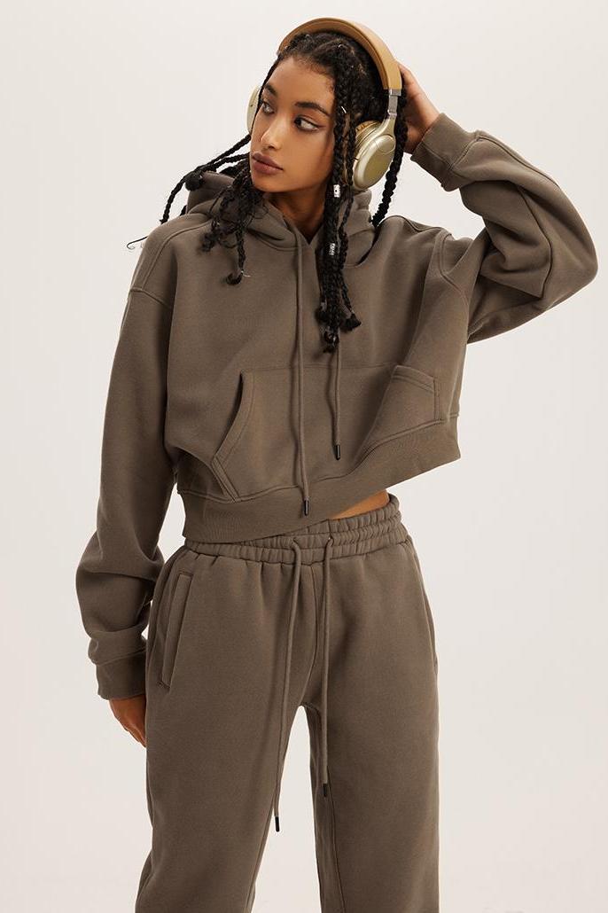 Basic Fleece Crop Hoodie