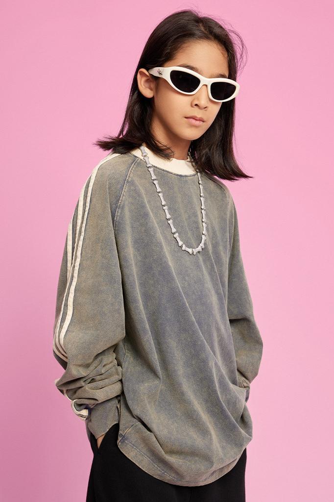 Kids Washed Stripe Crew