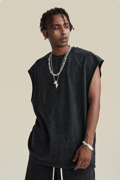 Washed Sleeveless Muscle Tee
