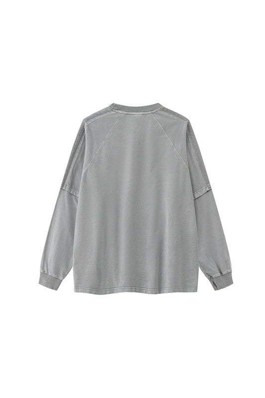 260GSM Stripe Side Pigment dyed Long Sleeve Crew