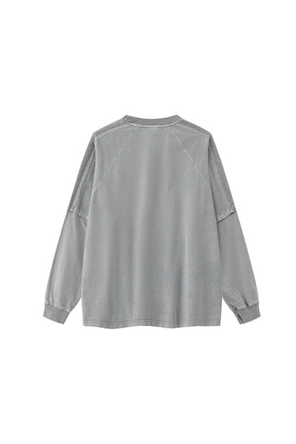 260GSM Stripe Side Pigment dyed Long Sleeve Crew