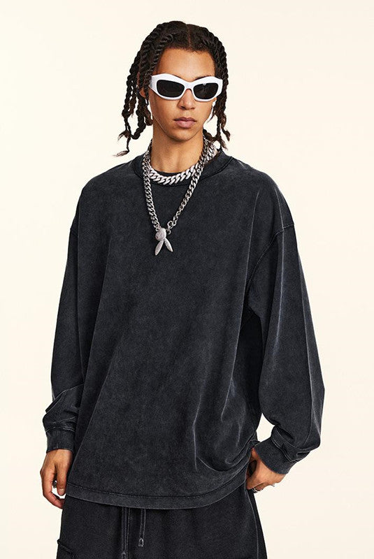 100% Cotton 250GSM Pigment Dyed Long Sleeve Crew