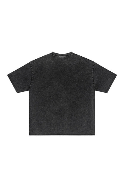 285GSM Distressed Fried Snowflakes Washed Tee