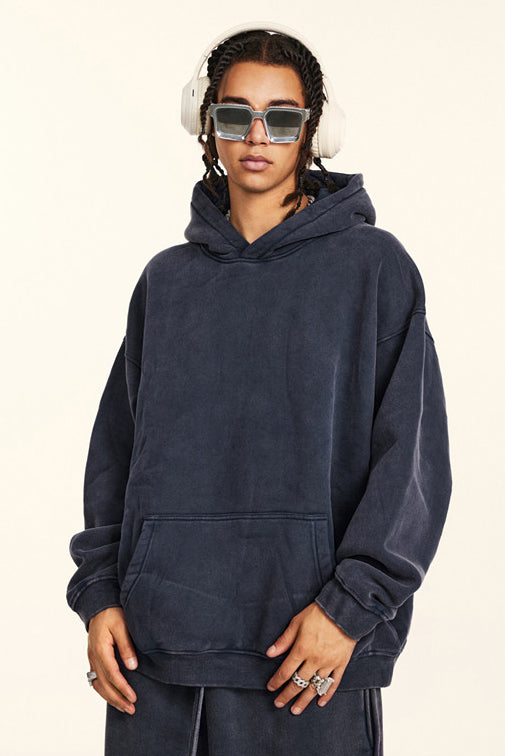 332GSM Pigment Dyed Washed Fleece Hoodie