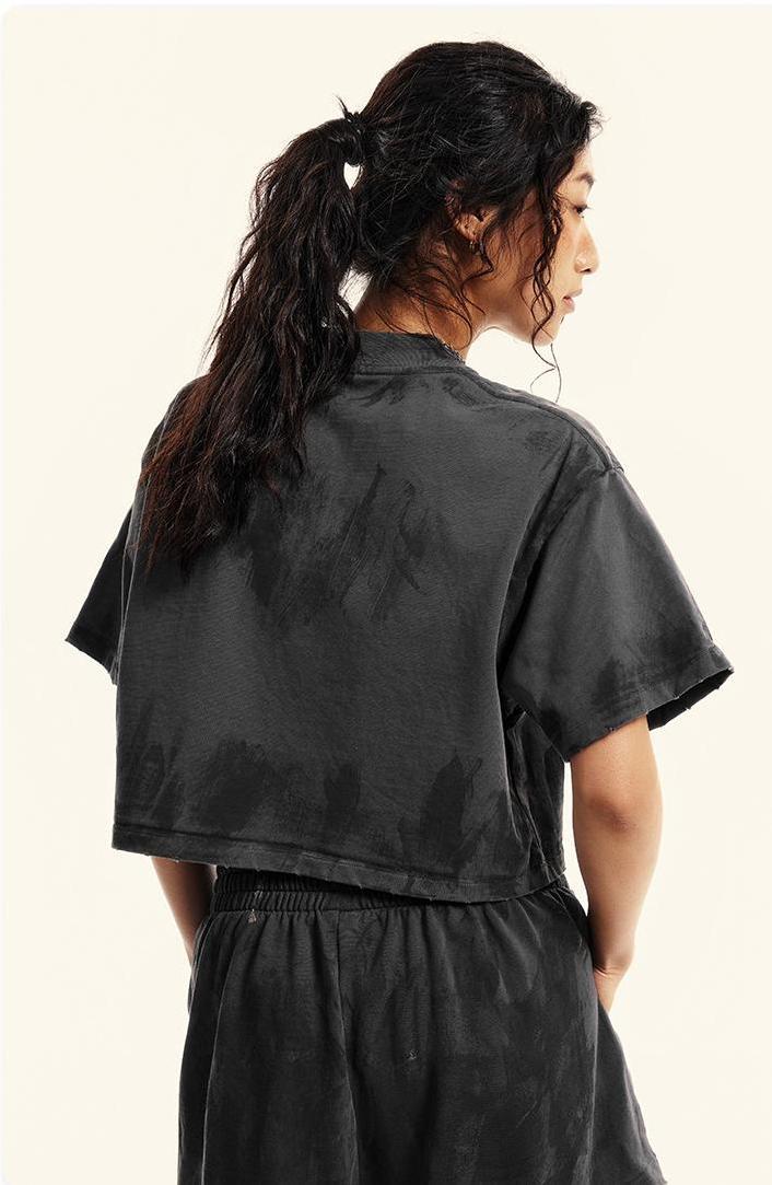 305GSM Brush Dyed Crop Tee