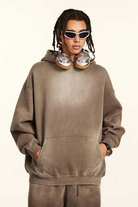 332GSM Gradient Sprayed Fleece Hoodie