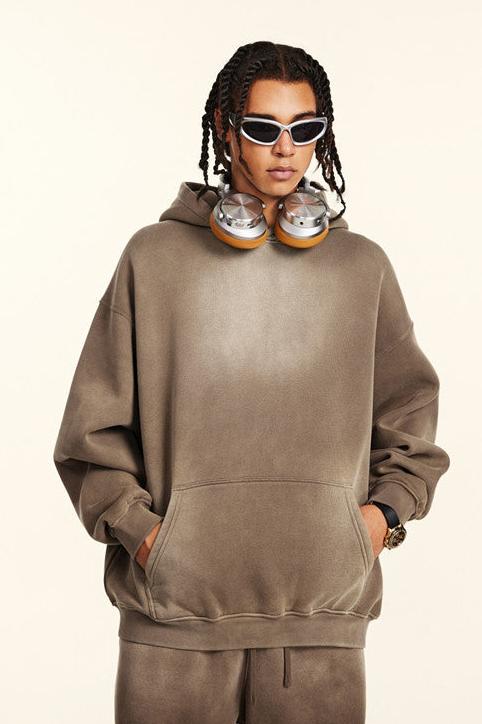 332GSM Gradient Sprayed Fleece Hoodie