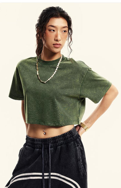 230GSM Stone Washed Crop Tee