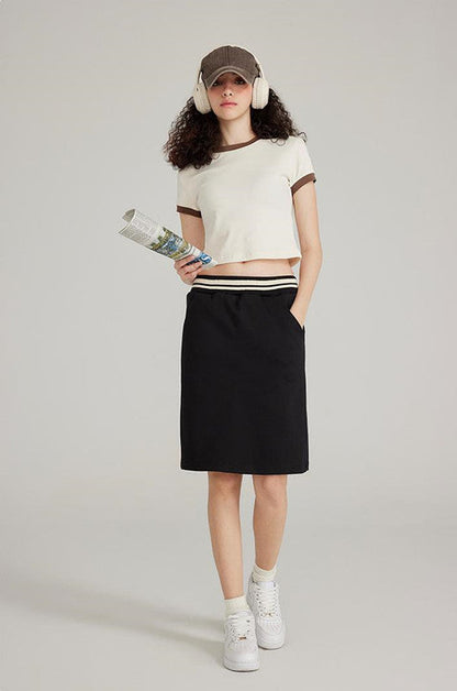 220GSM Color Contrast Crop Tee