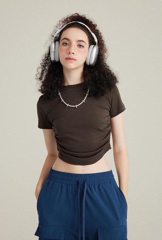 220GSM Ruched Crop Tee