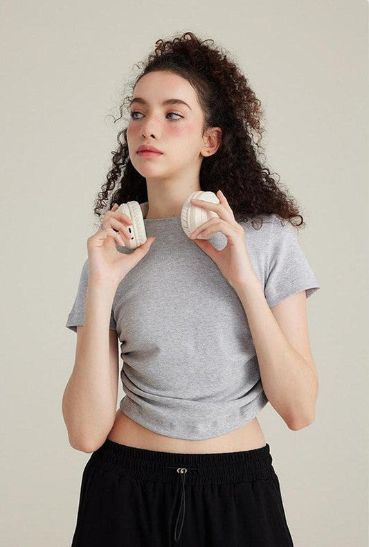 220GSM Ruched Crop Tee