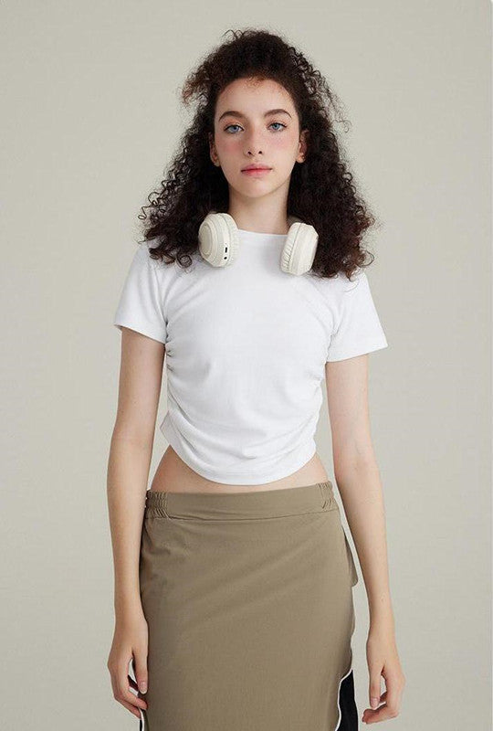 220GSM Ruched Crop Tee