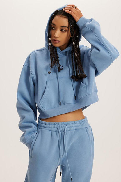 Basic Fleece Crop Hoodie