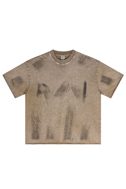 310GSM Brush Dyed Washed?Tee