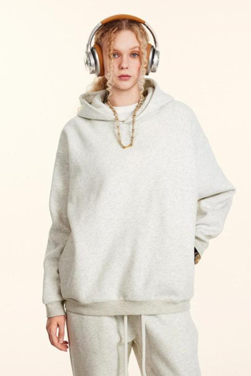 345GSM Solid Color Zipper Pockets Hoodie