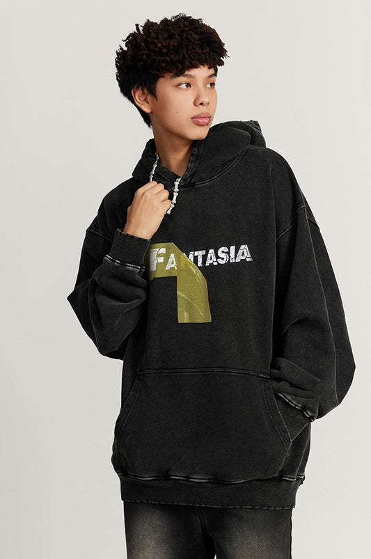 425GSM Screent Printed Wash Out Oversized Hoodie