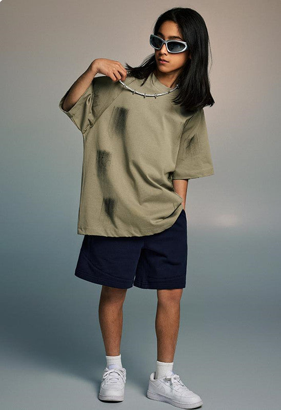 Kids 305GSM Brush Dyed Distressed Tee