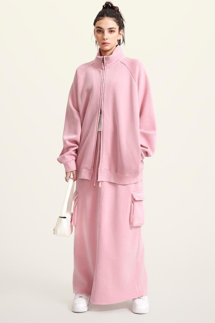 Washed Fleece Zipper Jacket