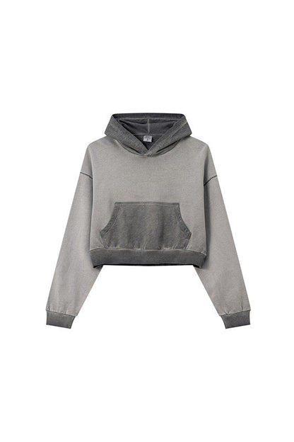 380GSM Gradient Washed Crop Hoodie