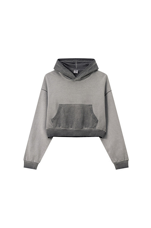 380GSM Gradient Washed Crop Hoodie