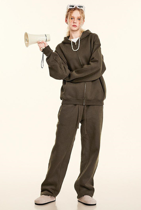 345GSM Fleece Solid Color Zipper Jacket