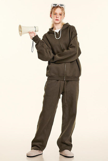 345GSM Fleece Solid Color Zipper Jacket