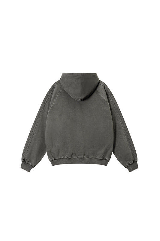 410GSM Stripe Side Pigment Dyed Hoodie